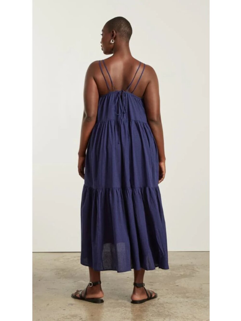 Everlane The Billow Tiered Maxi Dress Navy M $128 - Picture 2 of 10